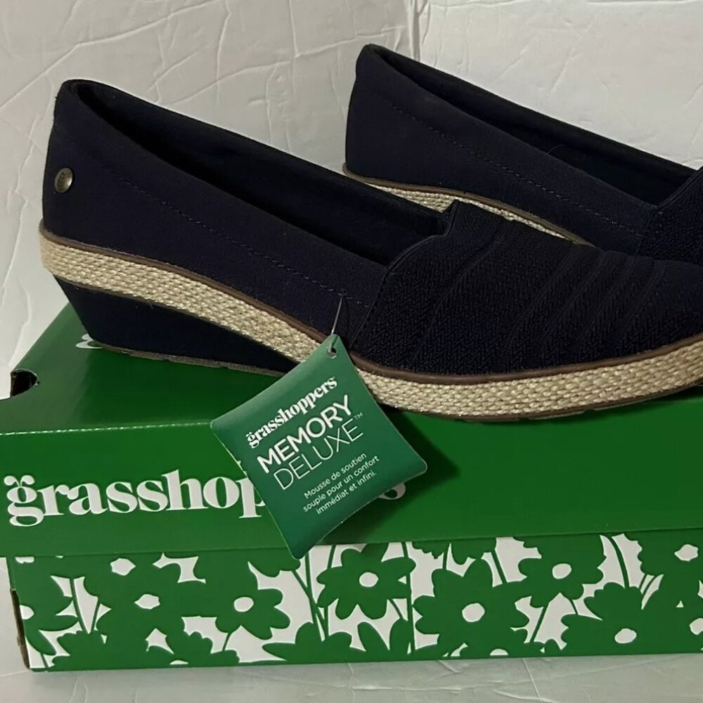 New Grasshoppers Women's Quinn Blue Low Wedge Heel Shoes Size 6.5